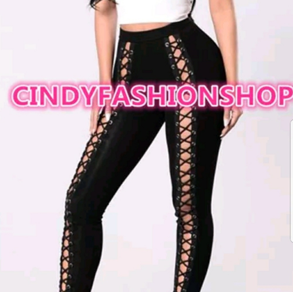 Hollow out legging lace up